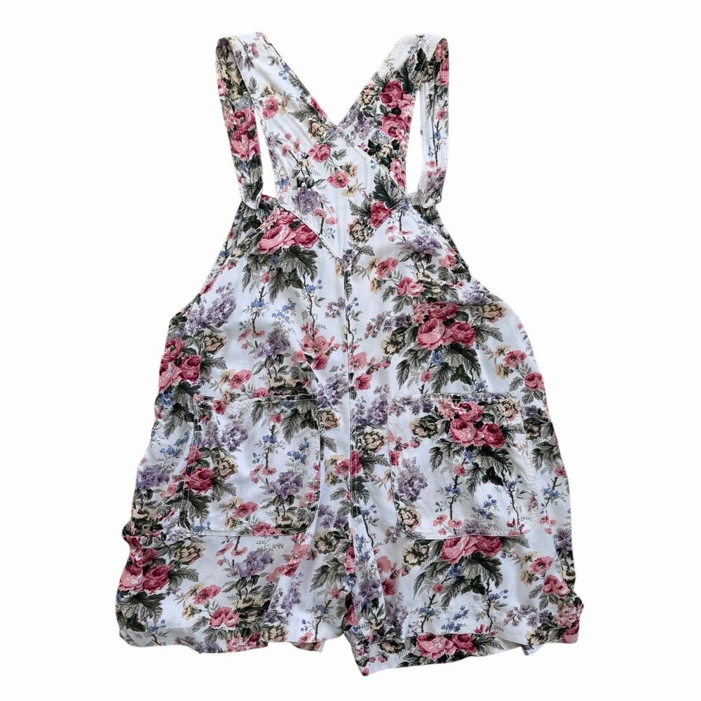 Vintage 90’s Floral Rayon Shortalls Overalls Size M - Picture 7 of 7